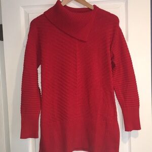 Style & Co Red Side Cowl Neck Sweater